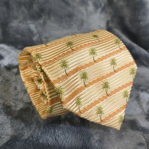 Tommy Bahama Tropical Yellow and Green Tie 100% Silk Handmade